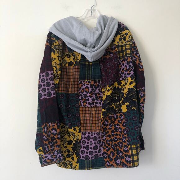 Urban Outfitters Men's Hooded Patterned Corduroy Overshirt Multicolor Size M - Picture 6 of 9